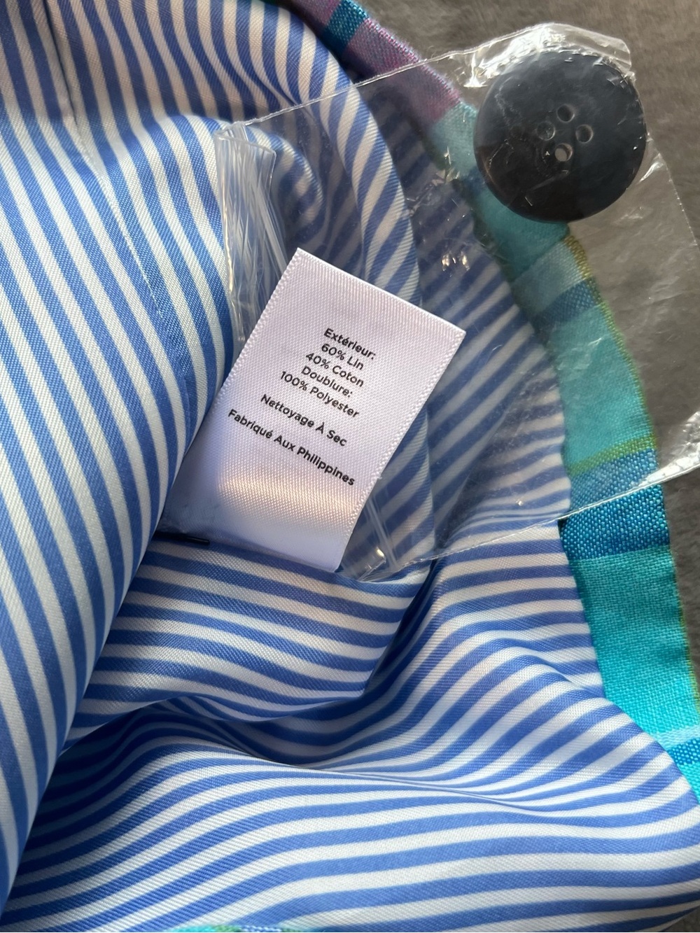 Talbots Plaid Cotton Blazer in Aqua, Pink & Blue - Picture 8 of 9